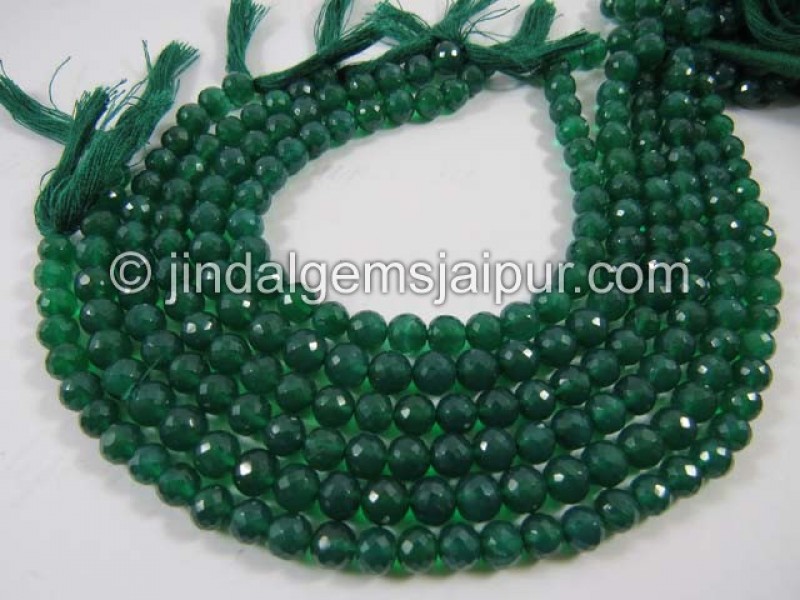 Green Onyx Faceted Round Shape Beads